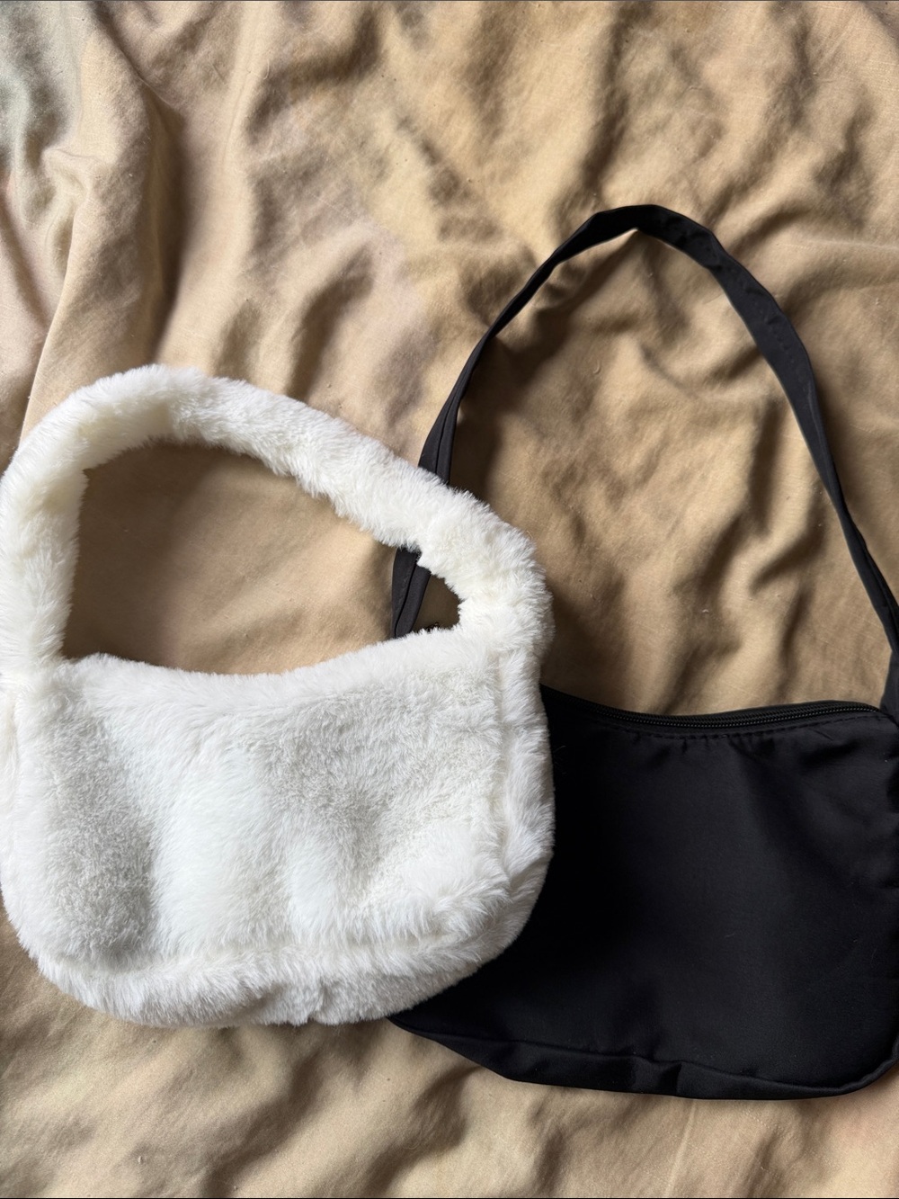 White Faux Fur Shoulder Bag - and nylon Women Bags